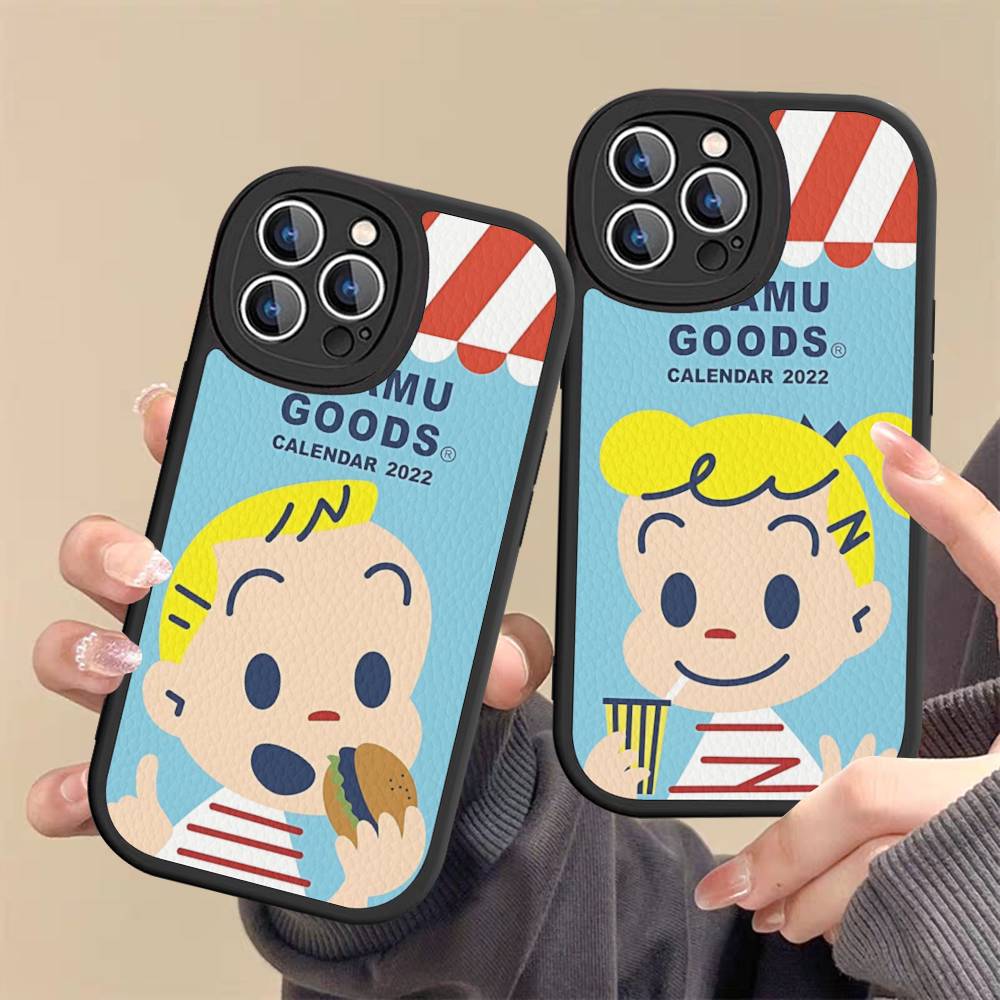 Кавайи O-OSAMU-G-GOODS Милый чехол для телефона для iPhone 16 15 14 13 12 11 Pro Max Plus Мягкий кожаный чехол