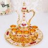 SW 8Pcs/Set Retro Zinc Alloy Wine Cup Kettle Tray Kit Home Wedding Decor Container