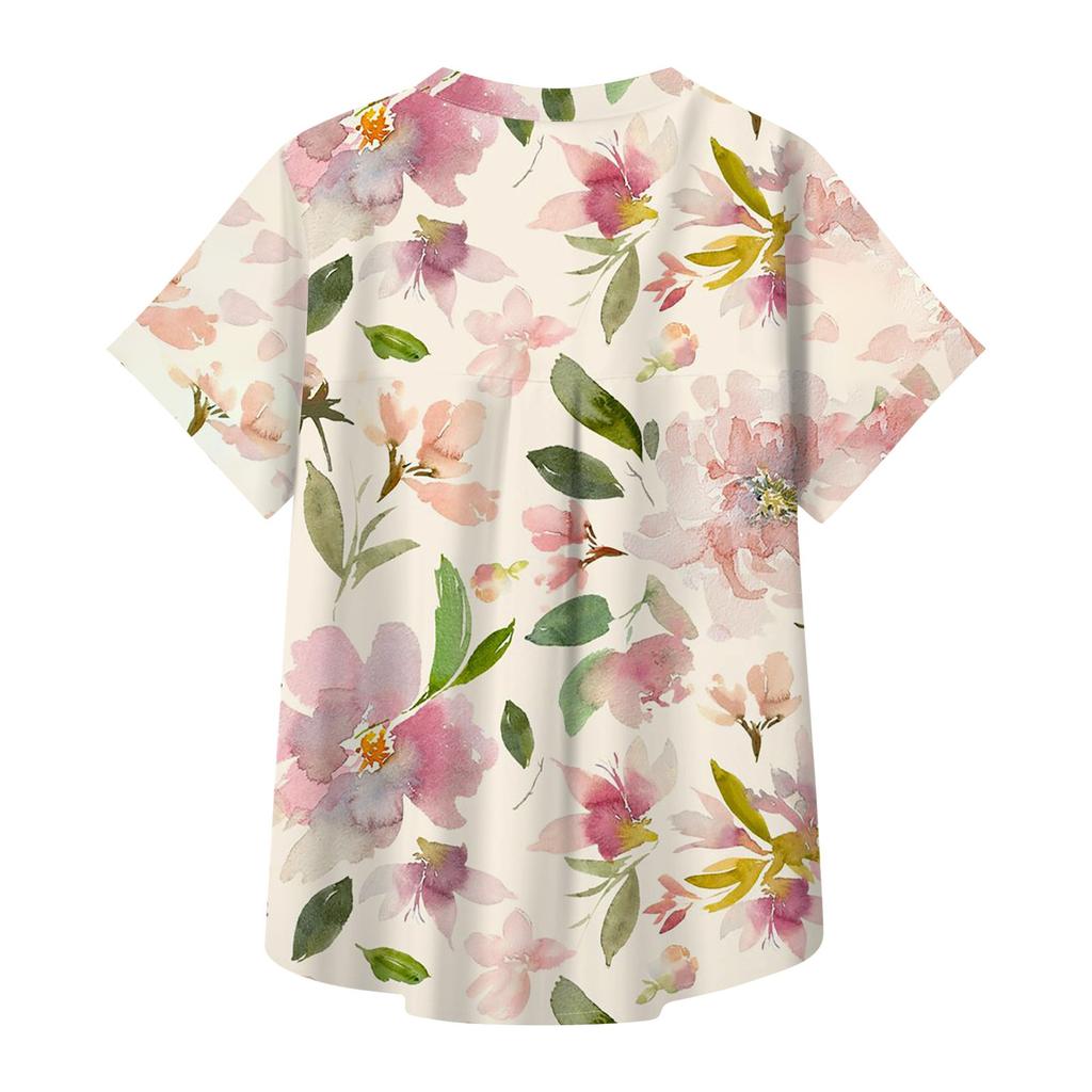 Женская рубашка с короткими рукавами, повседневный модный топ на пуговицах с принтом, кардиган с нагрудным карманом