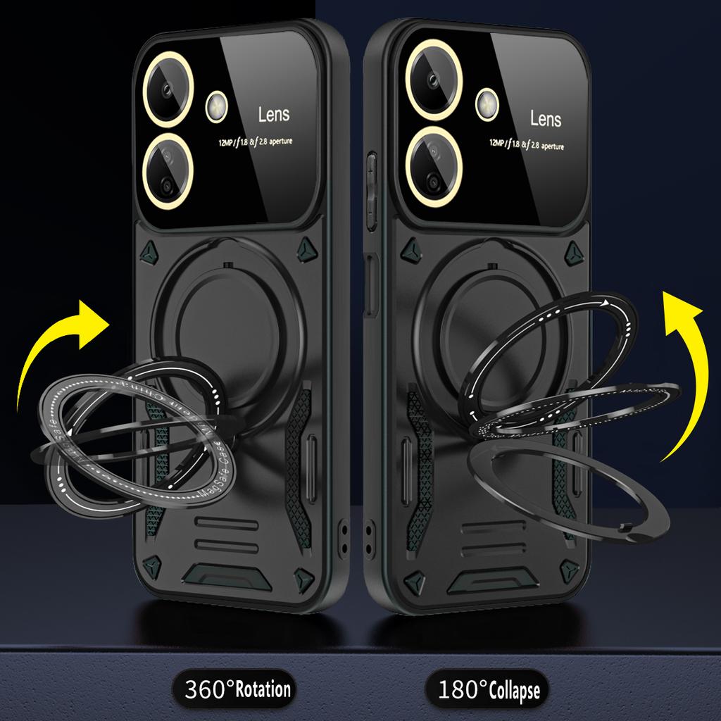 For Xiaomi Redmi 13C Case Armor Shockproof Ring Stand Cover For Poco C65 C 65 PocoC65 Magsafe Magnetic Wireless Charge Cases
