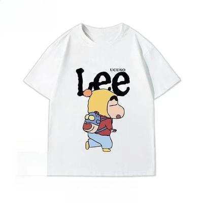 Футболка с принтом Crayon Shin-chan, унисекс, модный бренд, с коротким рукавом, летняя, из чистого хлопка, с рукавом до локтя, свободная, парная, топ#Цвет(3)