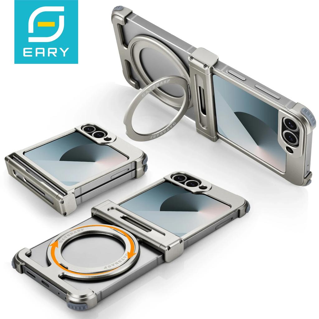 Чехол Eary для Samsung Galaxy Z Flip 7 6 с поддержкой MagSafe, 360° вращающаяся магнитная подставка, ультратонкий, противоударный, защитный чехол 7 6
