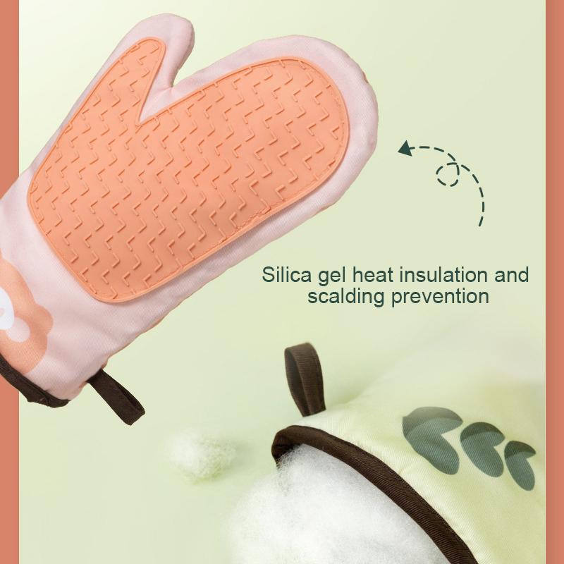 Перчатки для духовки с принтом животных Catoon, термостойкие перчатки для готовки, мягкие хлопковые перчатки для духовки, для приготовления пищи на гриле