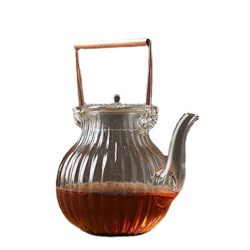 Чайник из термостойкого стекла с узором в виде лепестков хризантемы, чайник для заваривания пуэра, гайвань, заварочный чайник для набора для заваривания, чайники для пуэра