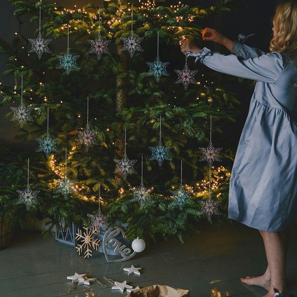 Прозрачный акриловый кулон-снежинка Акриловые украшения для рождественской елки Рождественская вечеринка