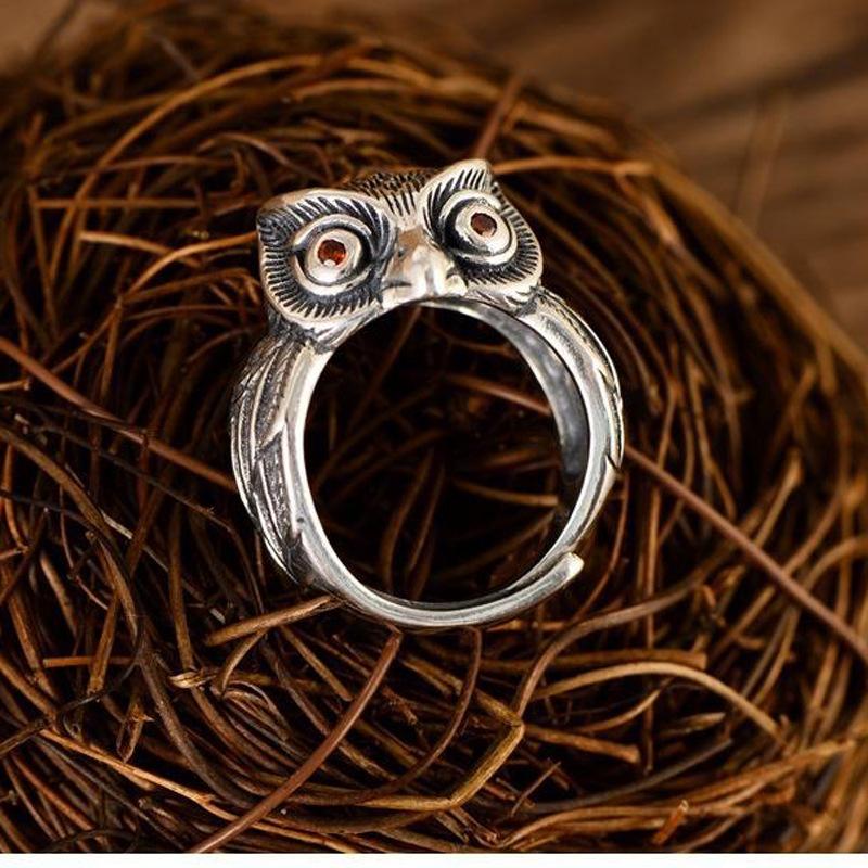 Vintage Owl Patron Saint Male and Female Ring Opening Adjustable Imitation Ring Cute Animal