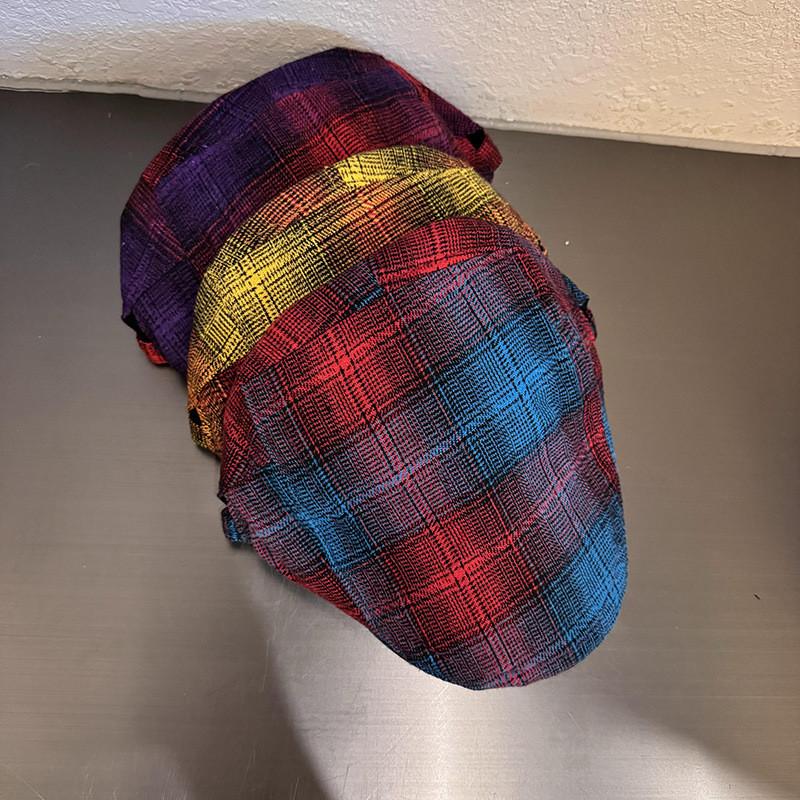 Retro Check Pattern Flat Cap For Fall Winter Fashion Statement