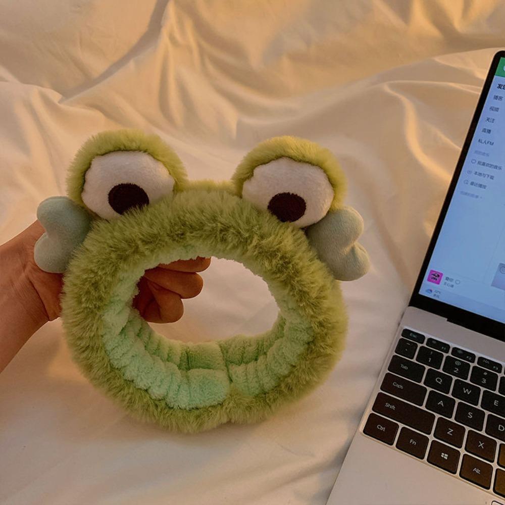 Широкополая повязка на голову для макияжа с большим глазом лягушки эластичные повязки для волос модные обручи для волос для женщин