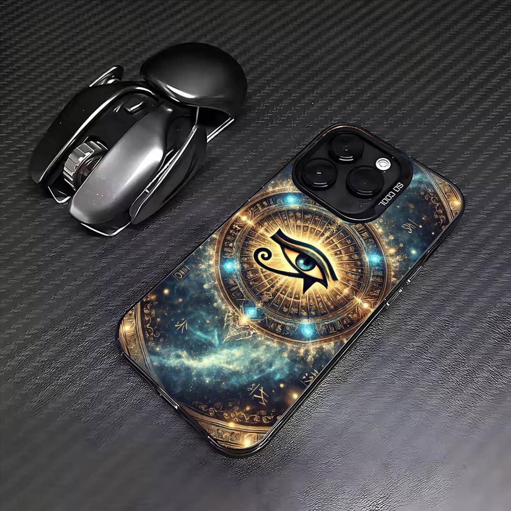 Египетский Глаз Гора Чехол Для Телефона Для iPhone17,16,15,14,13,12,11 Plus,Pro Max Цветной Посеребренный Внутренний Чехол