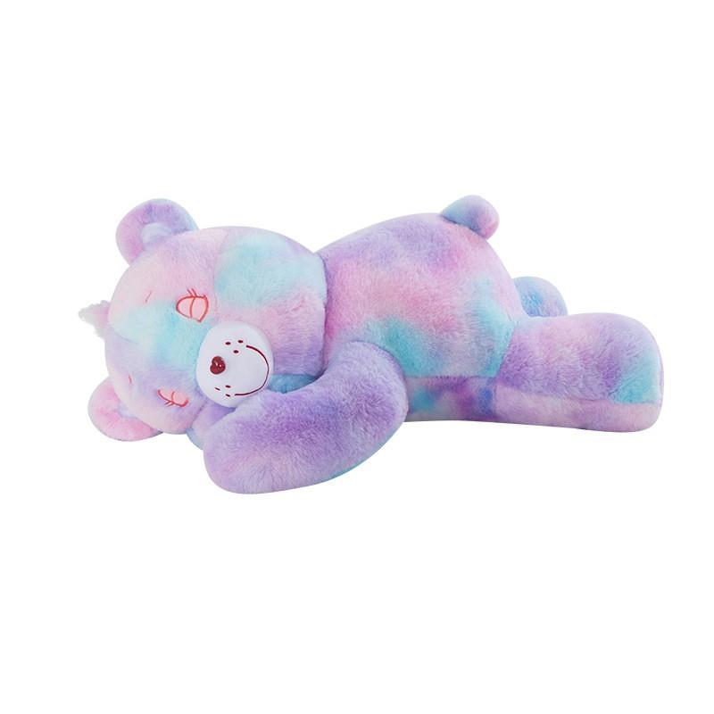 Plush Rainbow Bear Stuffed Toy Soft Cuddle Pillow Kids Adults Comfort Sleep Gift