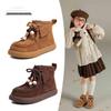 Хлопковые ботинки на бархатной подкладке для девочек - Осенне-зимние, с дизайном кенгуру, для малышей, для снега и улицы