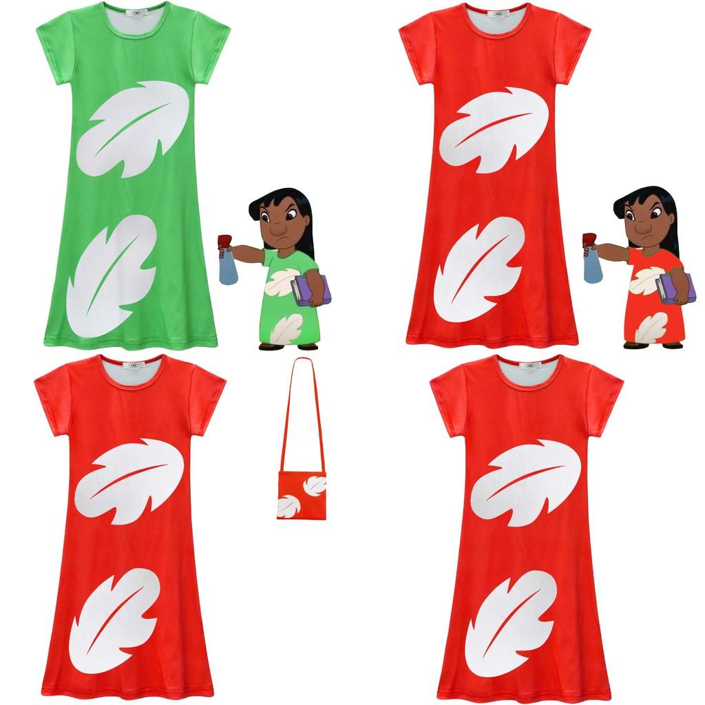 Lilo And Stitch Girl Dress With Polyester Fabric And Abstract Print For Spring Autumn Playtime
