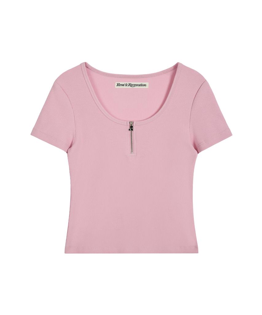 REST&RECREATION Half Zip-Up Top - Pink