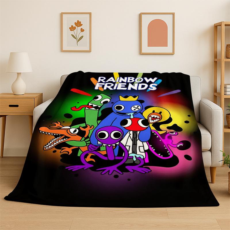 Игровое одеяло R-Rainbow Friends Мультяшное Фланелевое Мягкое Теплое Плед для Спальни Гостиной Кровати Путешествий Кемпинга Пикника Ребенок