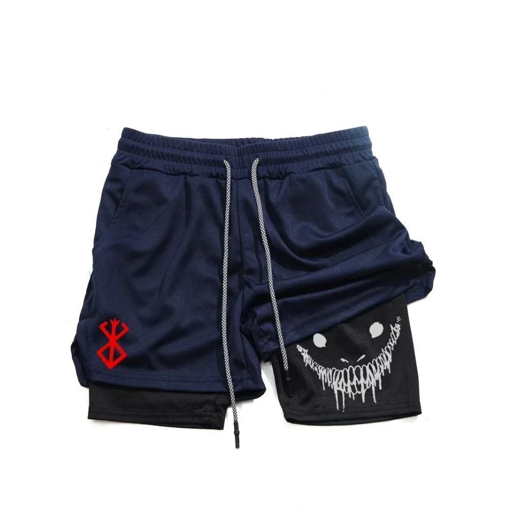 Мужские спортивные шорты 2 в 1, быстросохнущие шорты для бега, занятий в спортзале и фитнеса, двухслойные