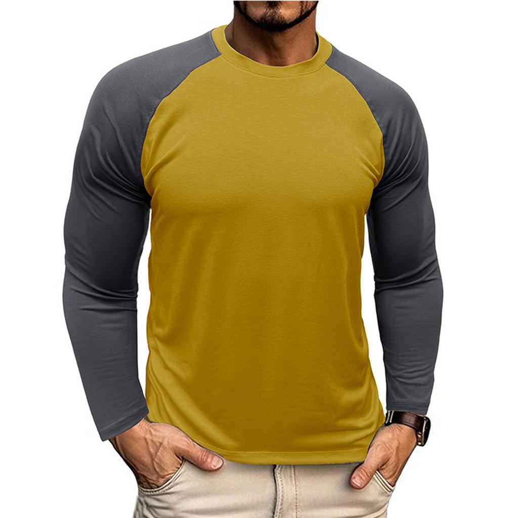 Long Sleeved Round Neck T-Shirt Men'S Casual Raglan Top