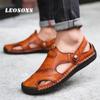 Pair of Shoes Men Hand-stitched Outdoor Closed Toe Leather Sandals