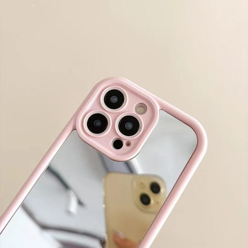 Чехол для телефона с зеркалом для макияжа для iPhone 16/15/14/13/12/11 Pro Max/X/XR/XS | Ударопрочная защита камеры с отражающей задней крышкой