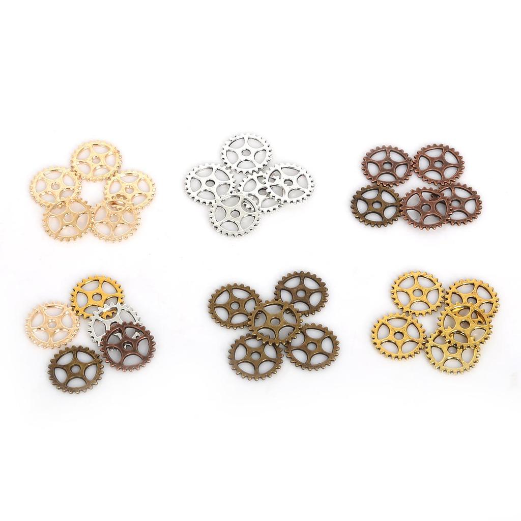 50Pcs Metal Gear Charm Pendants for Jewelry Making Diy Bracelet Accessories
