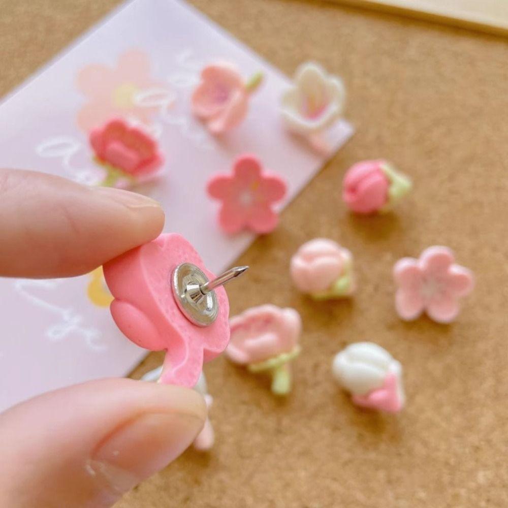 20/30Pcs 3D Sakura Pushpins Creative Pink Flower Push Pins Blackboard Push Pins  Wall Markers