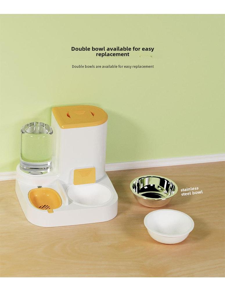 Поилка для кошек большой емкости с чашами из нержавеющей стали и керамики, разделением влажного и сухого корма и автоматической кормушкой