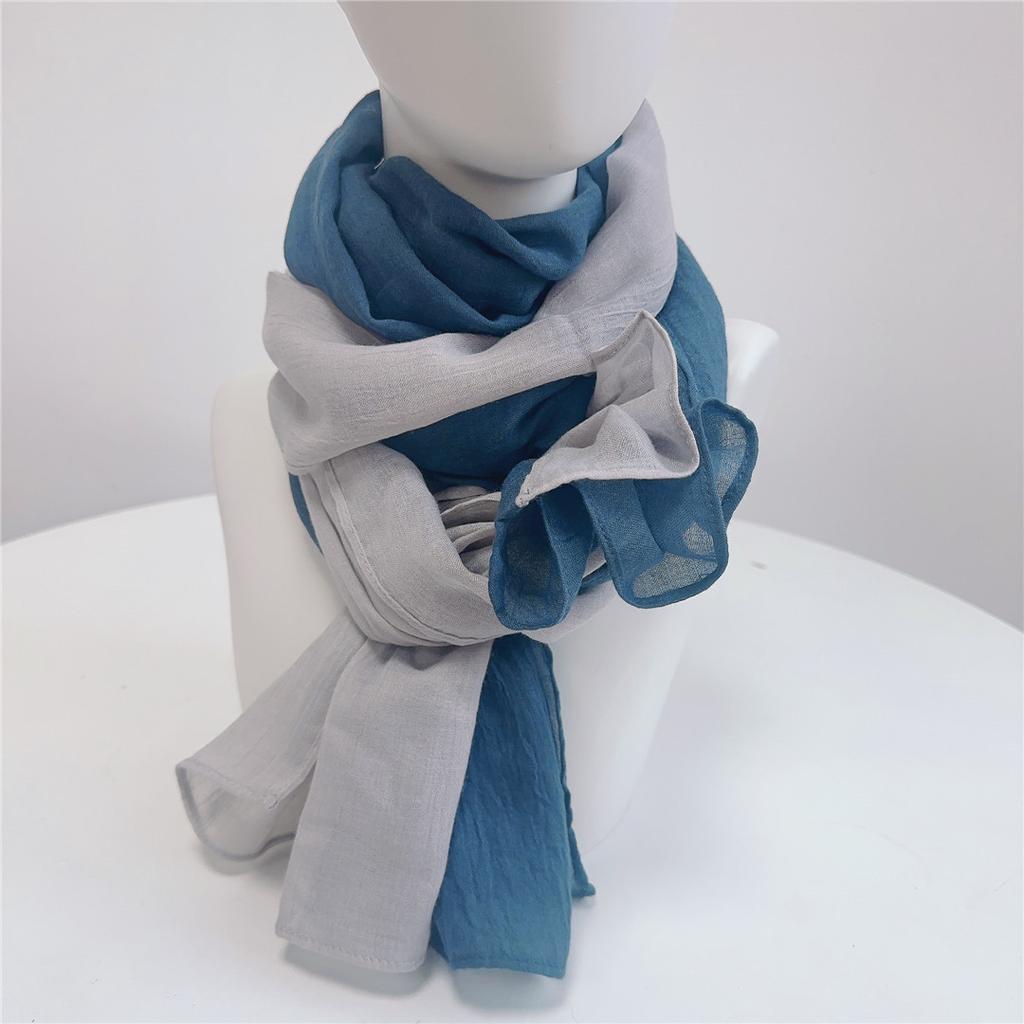 New Linen And Cotton Scarf Long Color Patch Scarf Shawl Autumn Winter Warm Artistic Woman Scarf 79x190cm