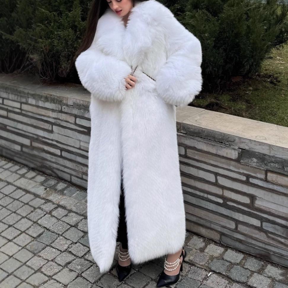 Длинные пальто Женские куртки из искусственного меха Y2k Уличная одежда Пальто с отложным воротником Толстая теплая куртка Элегантная рабочая верхняя одежда Осень Зима