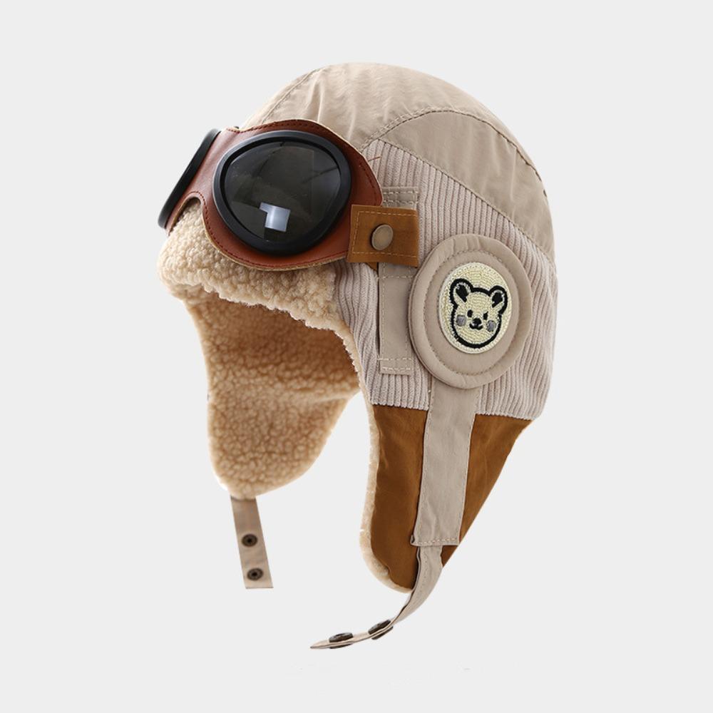 Зимняя теплая детская плюшевая пилотская шапка, мягкая, милая, детская шапка с ушками и очками, наушники, шапка Лэй Фэна, для улицы