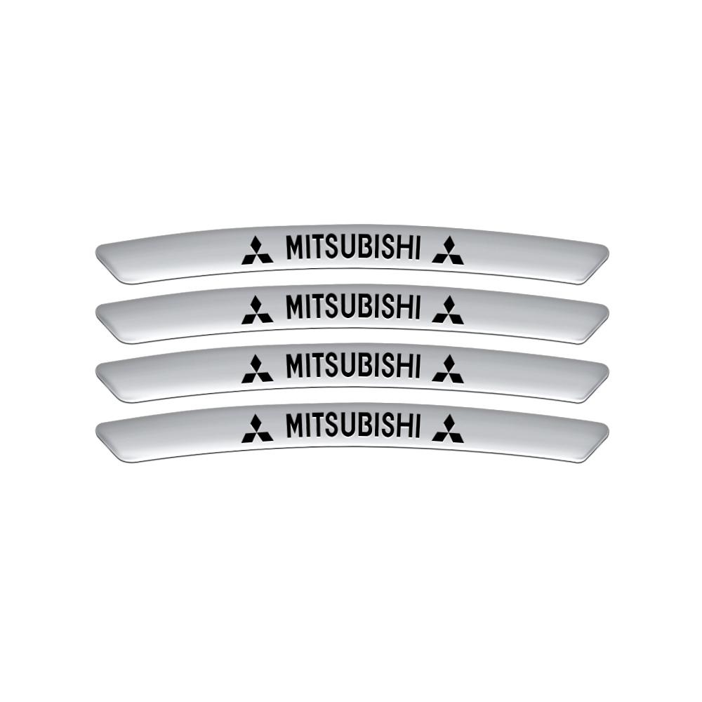 4Pcs Car Styling Aluminum Wheels Rim Badge Sticker Decal Accessories For Mitsubishi 9 Ralliart EX ASX L200 Colt Outlander Pajero