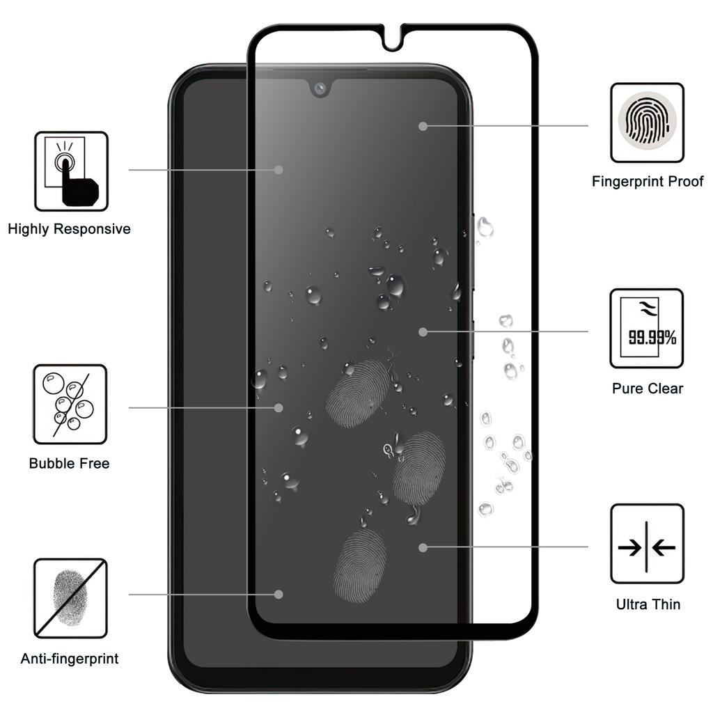 Чувствительная защитная пленка для экрана Samsung Galaxy A34 5G, HD прозрачная с черной рамкой, полностью клеящаяся пленка из закаленного стекла