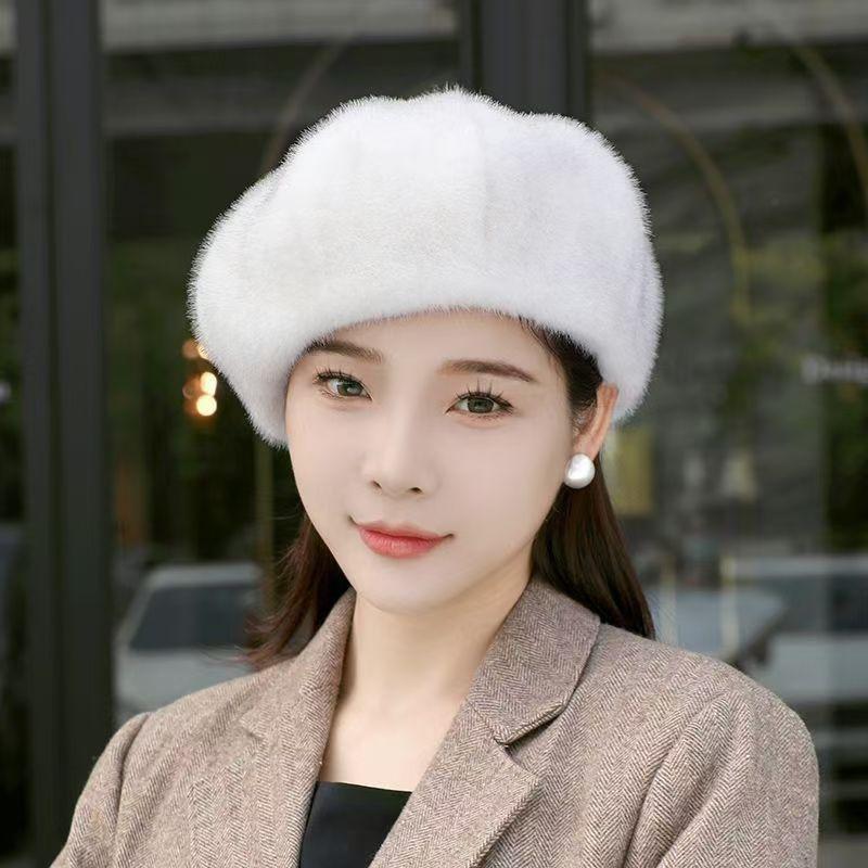 New Imitation Mink Hair Winter Beret Korean Version Of The Fashion Wild Thickened Warm Hat Pumpkin Hat