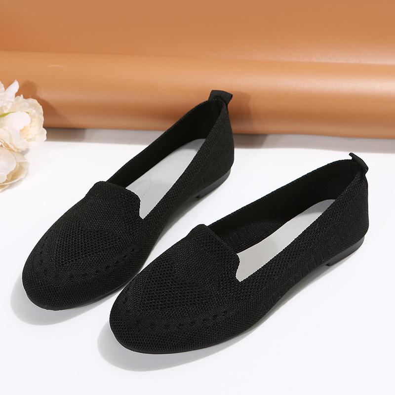 Новые большие одинарные туфли с сетчатой поверхностью Fly Woven Mesh, неглубоким носом, подъемом на одну ногу, ленивой плоской подошвой, повседневные женские туфли