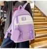Four-Piece Backpack Set Student School Bag Women's Large Capacity Backpack Color Block Campus Backpack