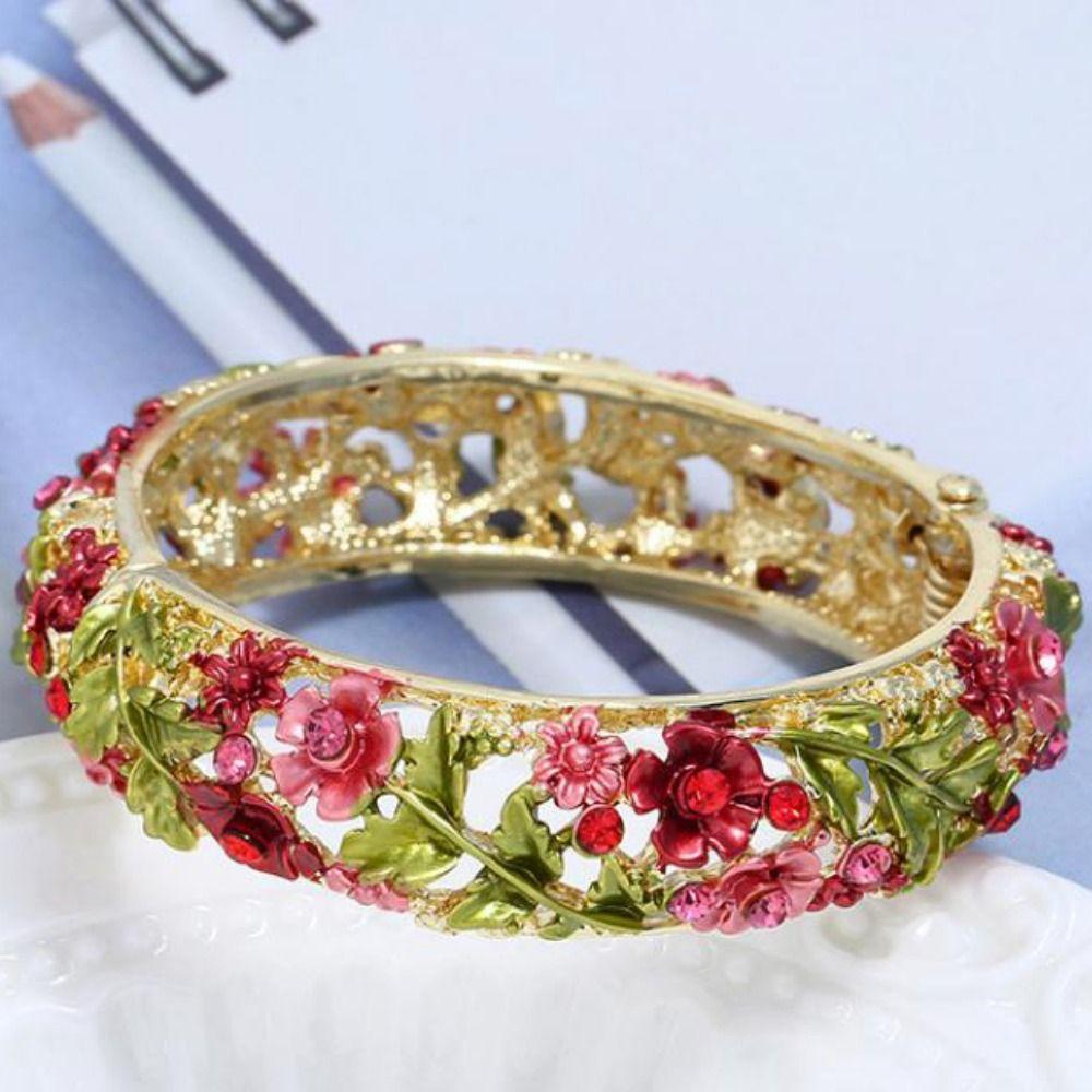 Эмаль ажурный цветок браслет двойной браслет женский браслет на руку ювелирные изделия