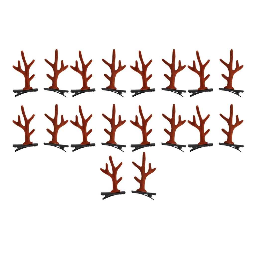 9 Pairs Reindeer Christmas Hairpin Lovely Reindeer Antlers Hair Clip for Party Brown