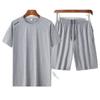 Летние шорты с коротким рукавом, повседневный комплект из мужских футболок из чистого хлопка, дышащие, для бега, с повышенной плотностью, спортивная одежда больших размеров