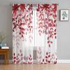 Abstract Red Leaves Branch Sheer Curtains for Bedroom Living Room Decoration Window Curtain Kitchen Tulle Voile Organza Drapes