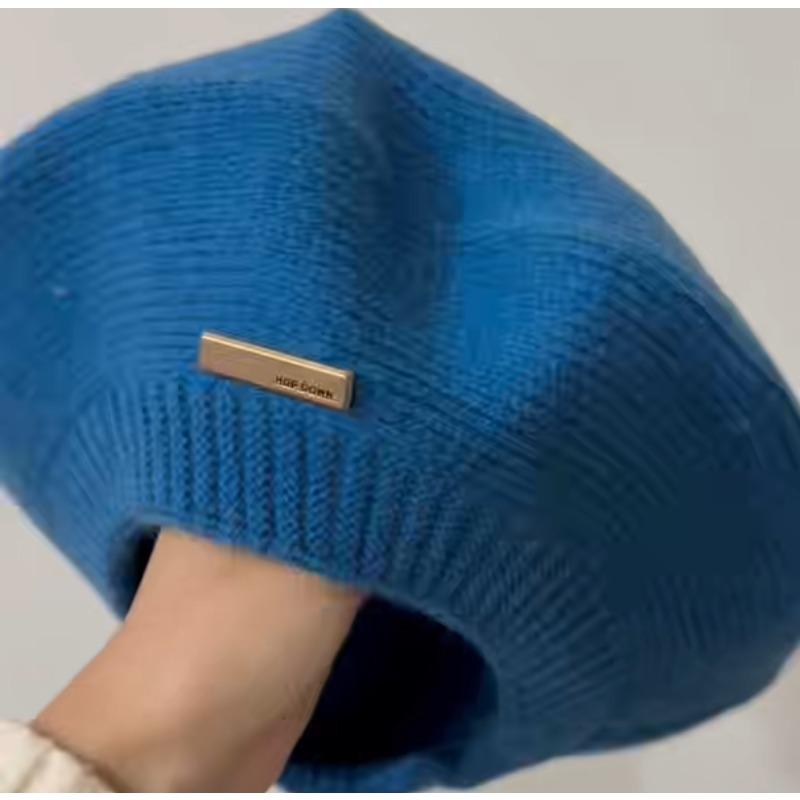 Берет из кроличьей шерсти для женщин, осень-зима, корейские серые шляпы для художников, ретро-кепки с железным логотипом и пряжей Bud