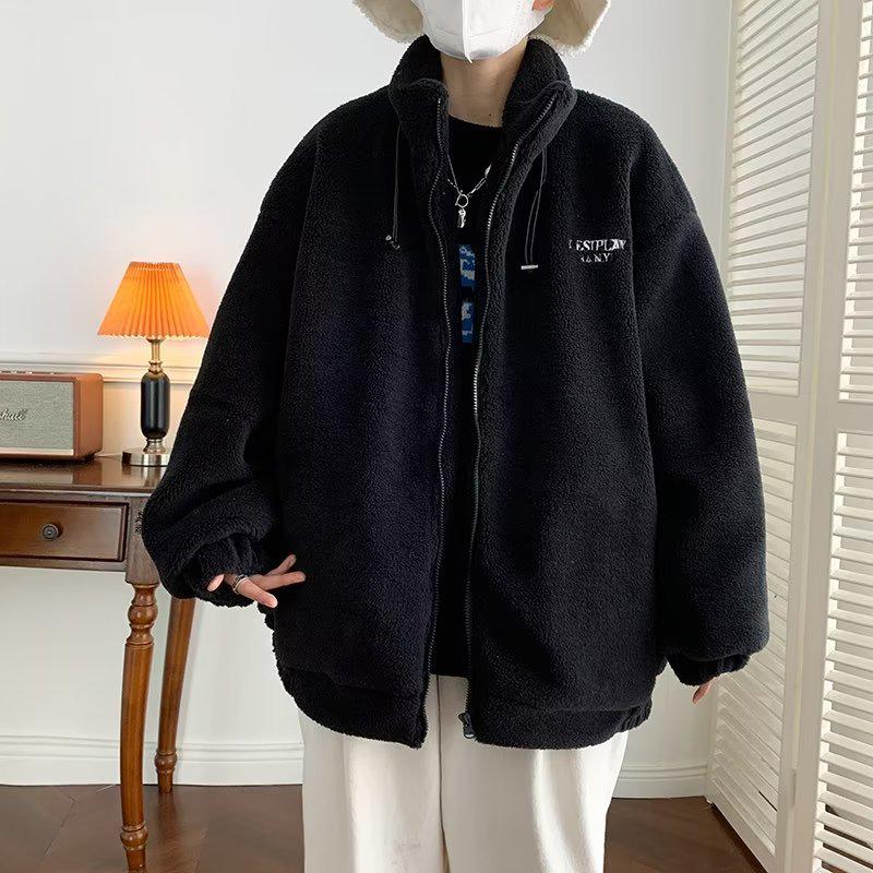 Men's Korean Style Loose Polar Fleece Jacket - Thickened Casual Autumn/Winter Trend
