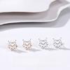 Japanese and Korean Dance Dress Zircon Silver Needle Earrings Fashion Earrings Light Luxury Fan Temperament Earrings Niche Earrings