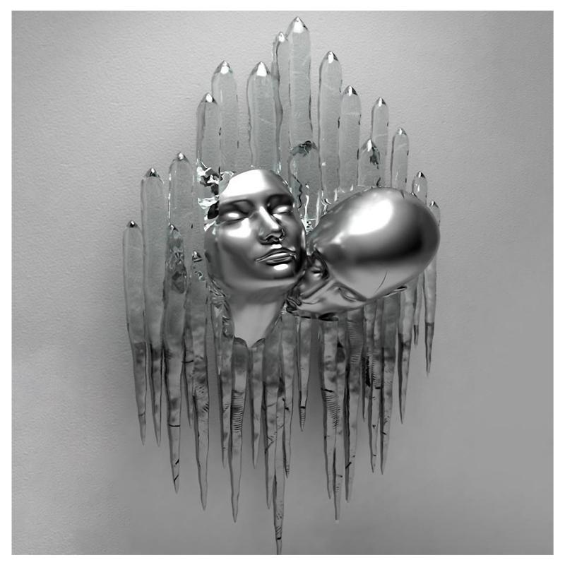 3D Visual Gold Silver Metal Figure Art Statue Canvas Painting Romantic Abstract Posters and Prints Wall Pictures Modern Home Decor for Living Room
