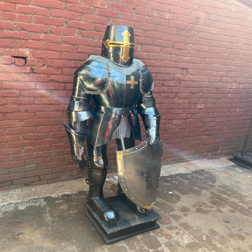 Medieval Templar Knight Armor Suit | Armor Gauntlets | Halloween Cosplay Accessories | Halloween Role Play Costume ~ Larp Armor Stee