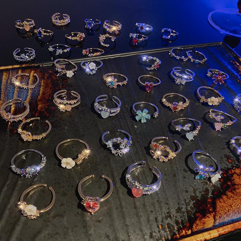 Корейское регулируемое кольцо с кристаллом циркония и жемчугом для женщин