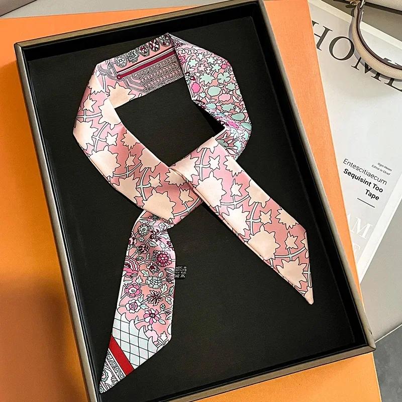 Женский узкий тонкий шарф с принтом лошади, длинный ленточный шарф, ручка для сумки, многофункциональный декоративный шейный платок, резинка для волос