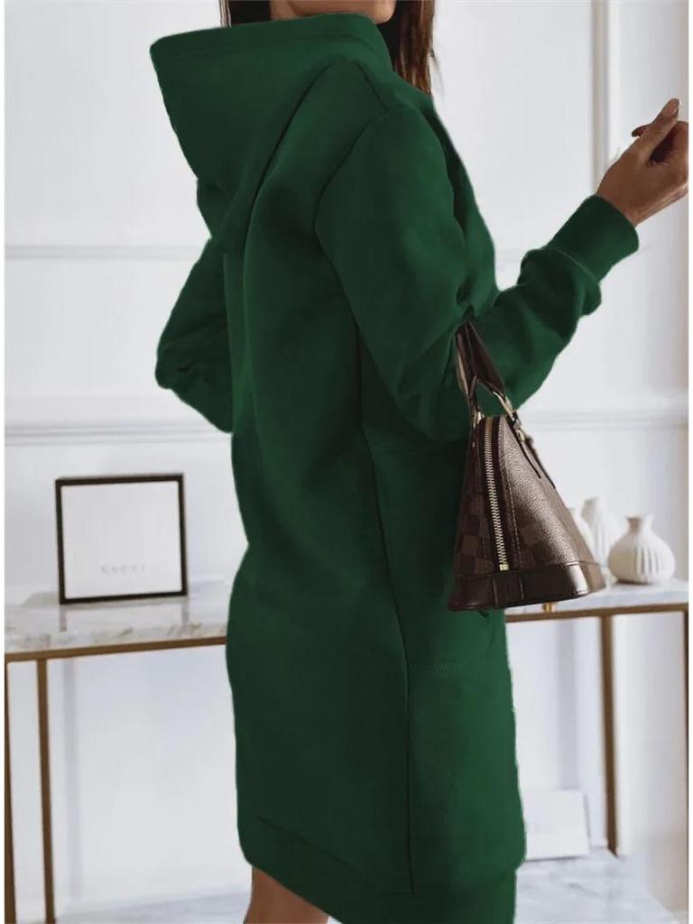 2024 Autumn/Winter Women's Solid Color Hooded Streetwear Loose Sweatshirt