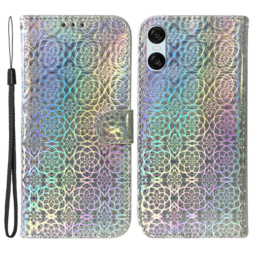 For Sony Xperia 10 VI Wallet Cover Dazzling Flower PU Leather Magnetic Clasp Protective Phone Case