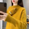 Осень Зима Женские Однотонные Свитера Топы Женские Свободные Повседневные Теплые Джемперы Женские Вязаные Топы с Длинным Рукавом