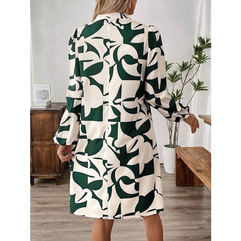 YYFS Женские модные весенне-осенние повседневные платья с леопардовым принтом, длинным рукавом, V-образным вырезом и свободной талией