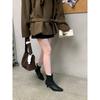 Осенне-зимние вязаные короткие ботинки модные универсальные квадратный носок задняя молния легко надевать универсальный темперамент взрывной французский кот и женщины