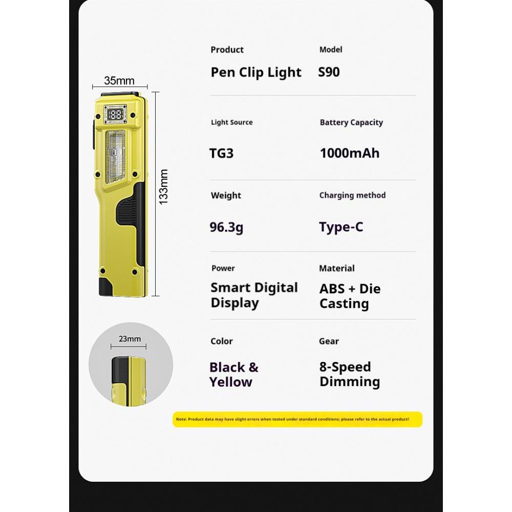 Новый портативный фонарик Ультратонкий перезаряжаемый светодиодный фонарик Портативный рабочий свет, Морозостойкий, Кемпинг, Патруль, Индикация заряда батареи